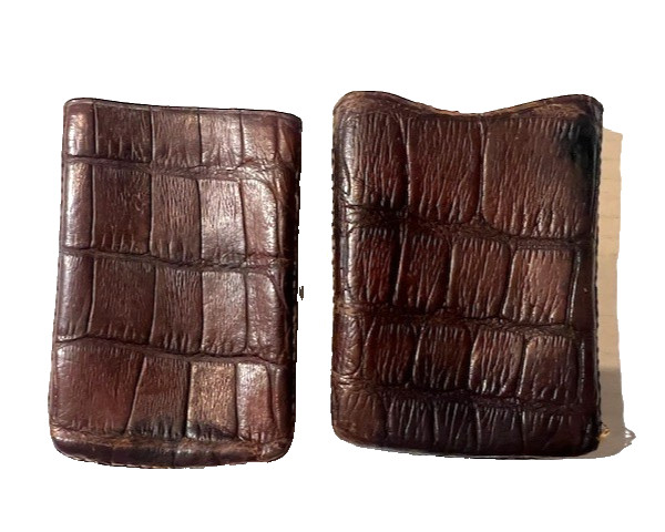 Vintage English Antique Victorian Crocodile Leather Travel Cigar Case England
