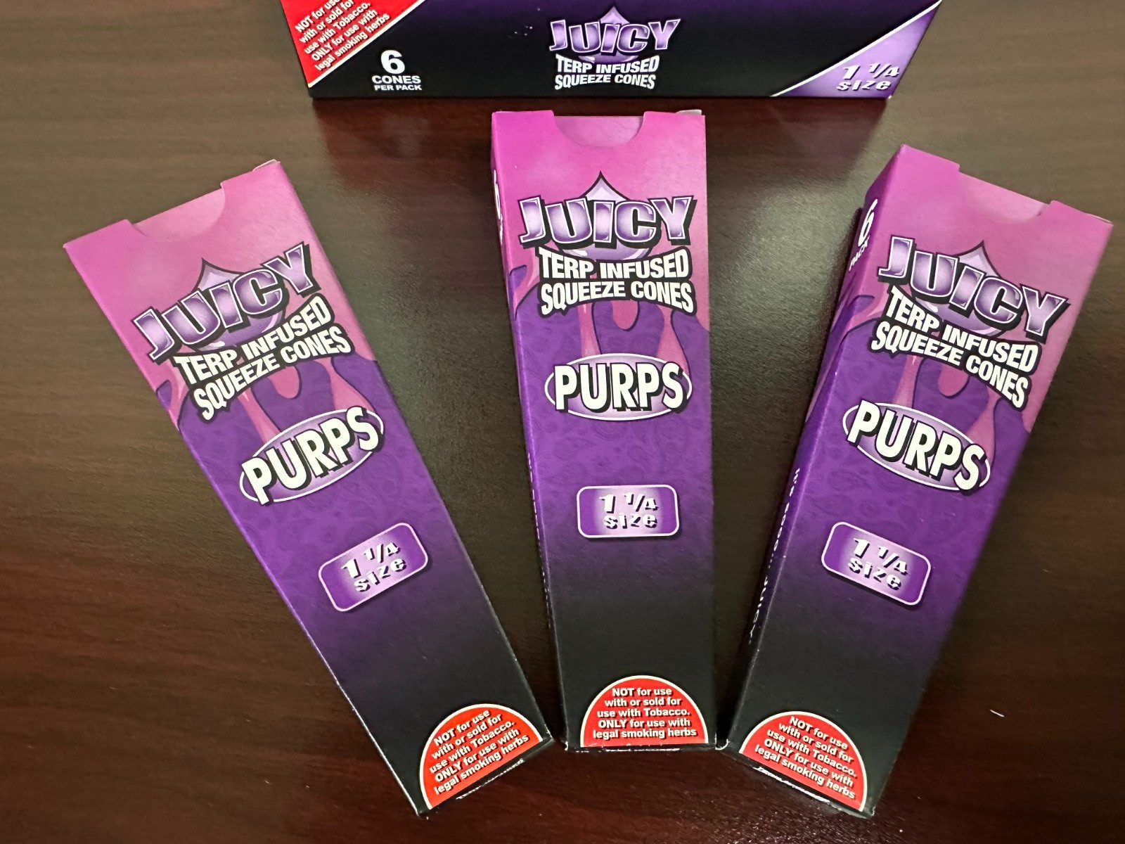 Juicy Jay’s 1 1/4 Purps Terp Infused Squeeze Cones 3 packs
