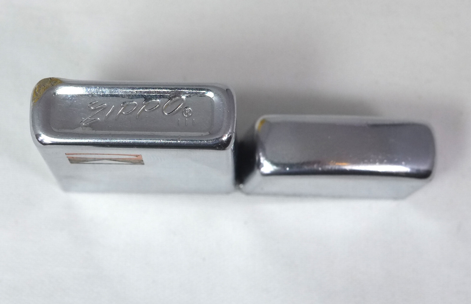 Vintage 1968 Zippo Slim Polished Chrome Advertising Lighter