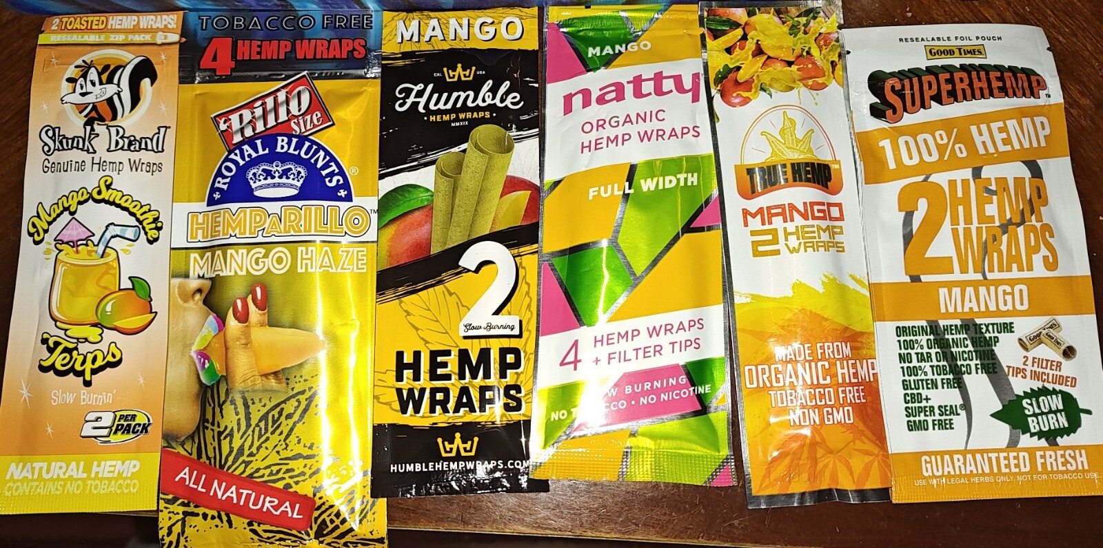 Mango Lovers Lot A 6 packs/16 Rolling Paper Wraps Mixed Brand Humble Kingpin Tru