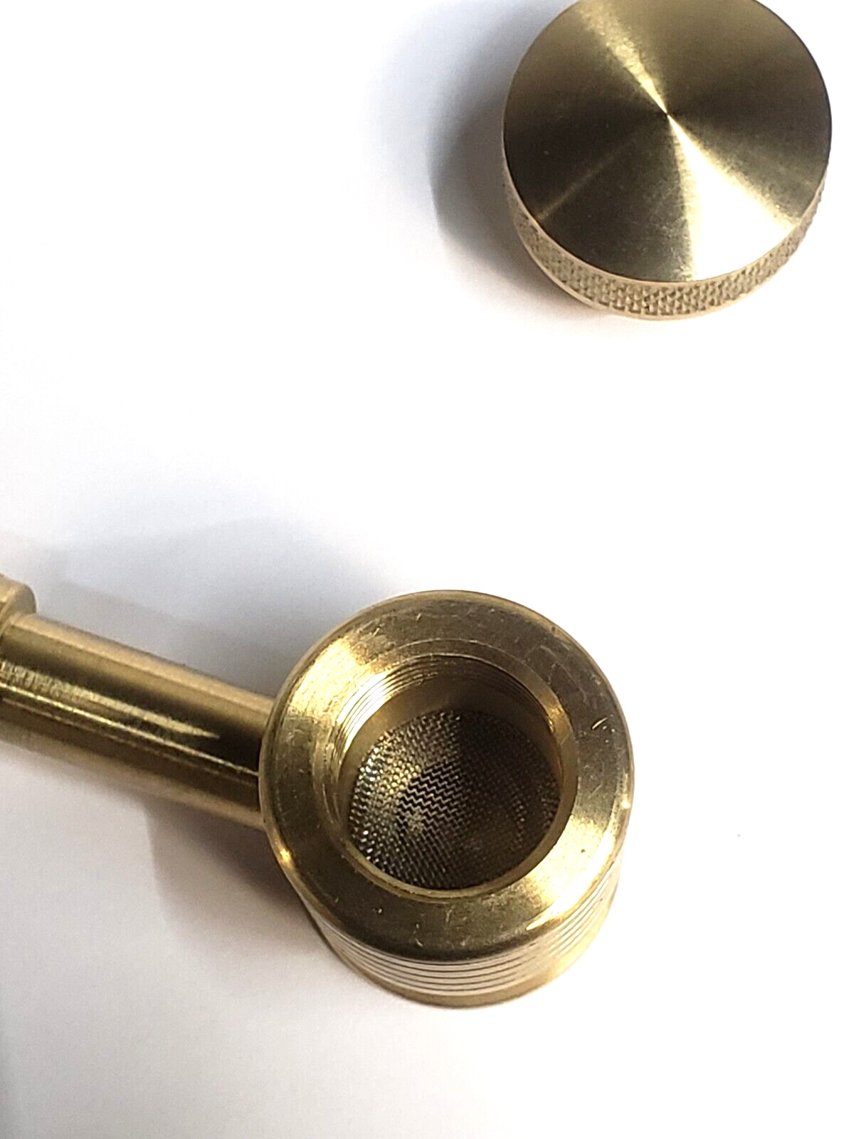 Metal Tobacco Smoking Pipe Solid Brass Bowl*Solid Brass Cap & Stem MADE IN USA