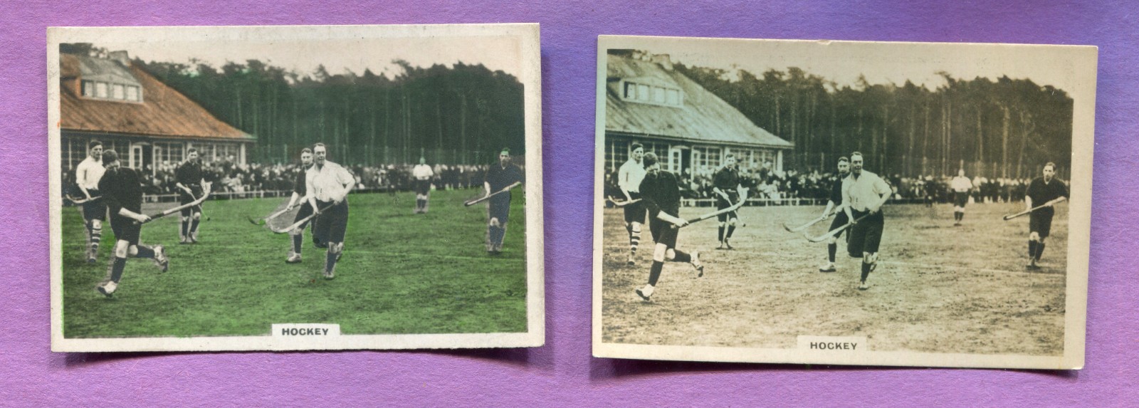 1924 CAVANDERS LTD. HOMELAND SERIES #34 HOCKEY HAND COLOURED AND REAL PHOTO LOT