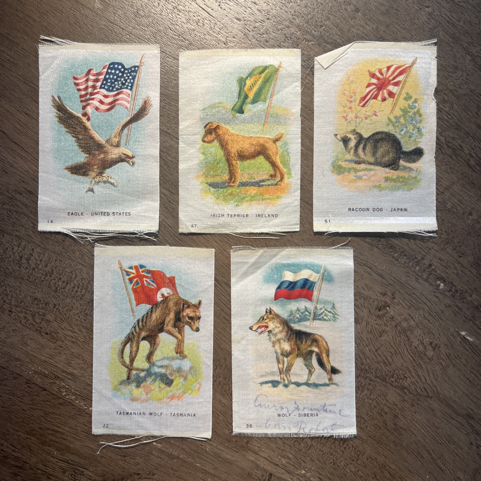 Vintage Cigarettes Tobacco Silks Lot of 5 Country Flags Includes USA Eagle Flag