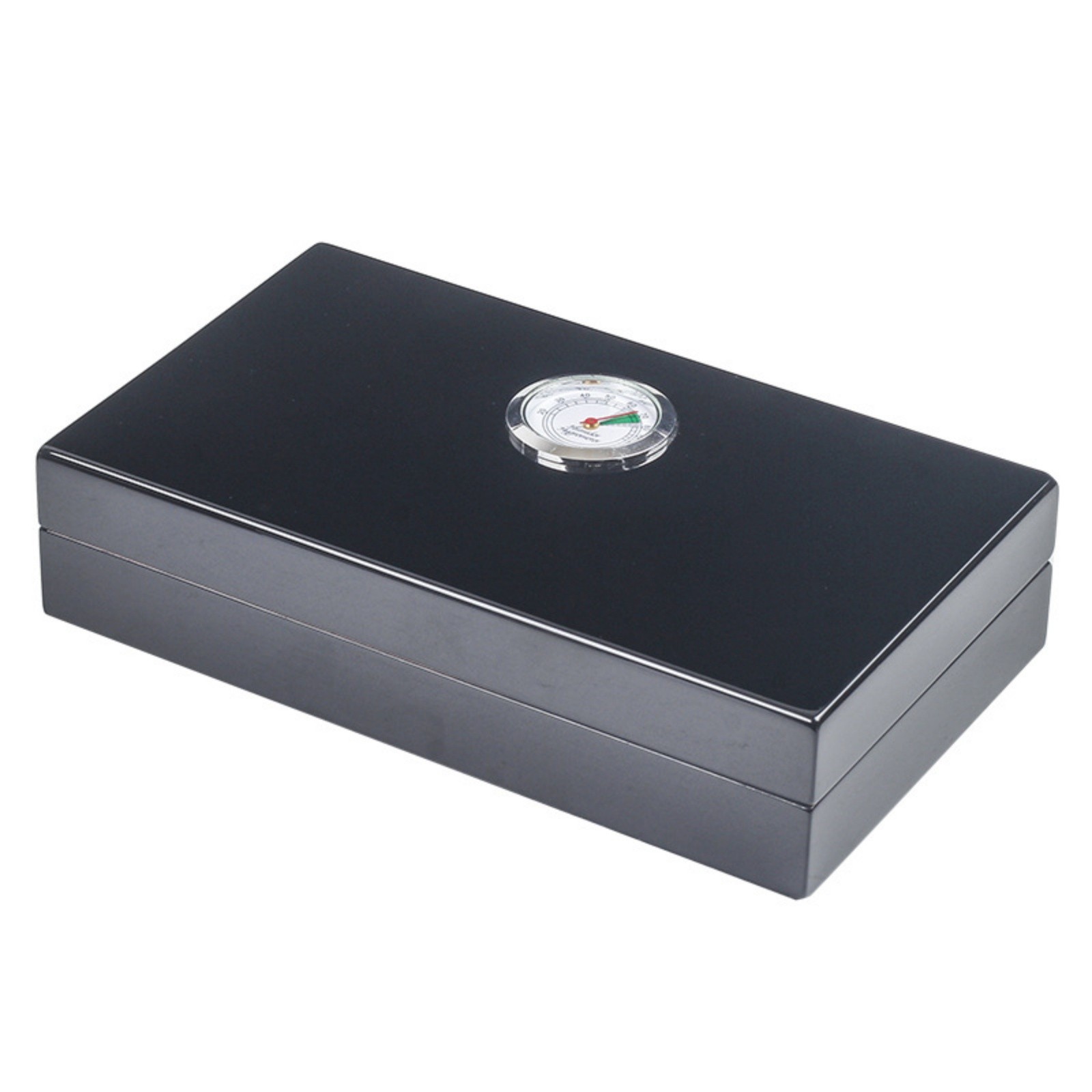Cedar Wood Black Cigar Humidor Box with Hygrometer 4 Count Travel Case