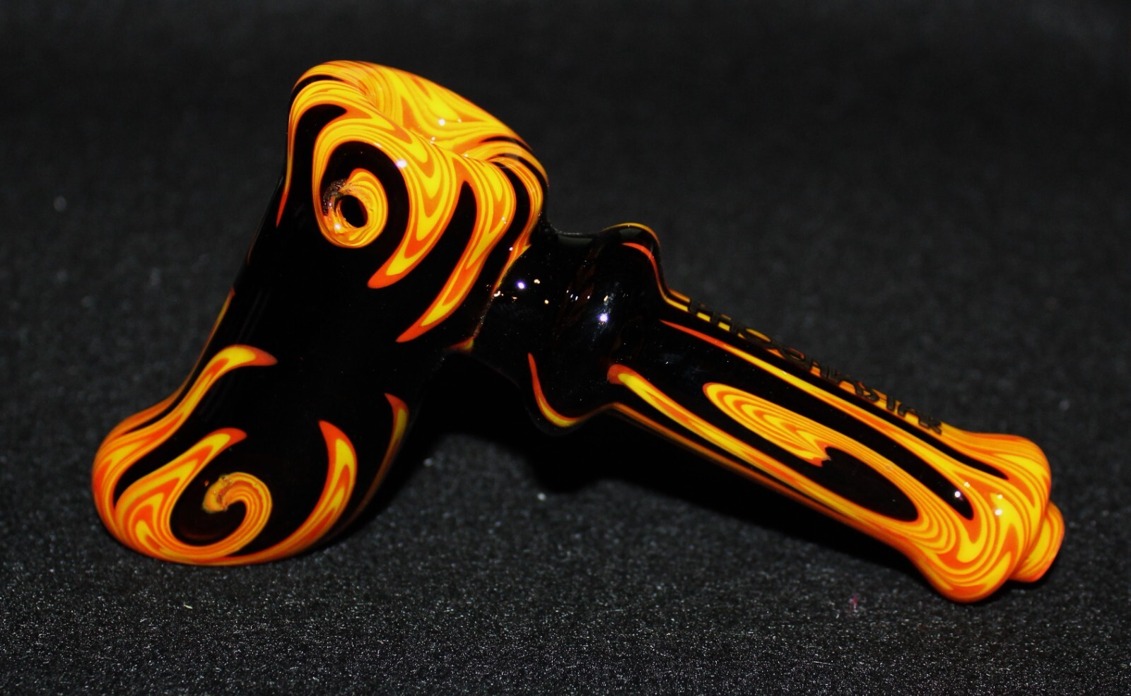 5″ FLAMING HAMMER on BLACK GLASS Pipe Tobacco Smoking Glass Pipe