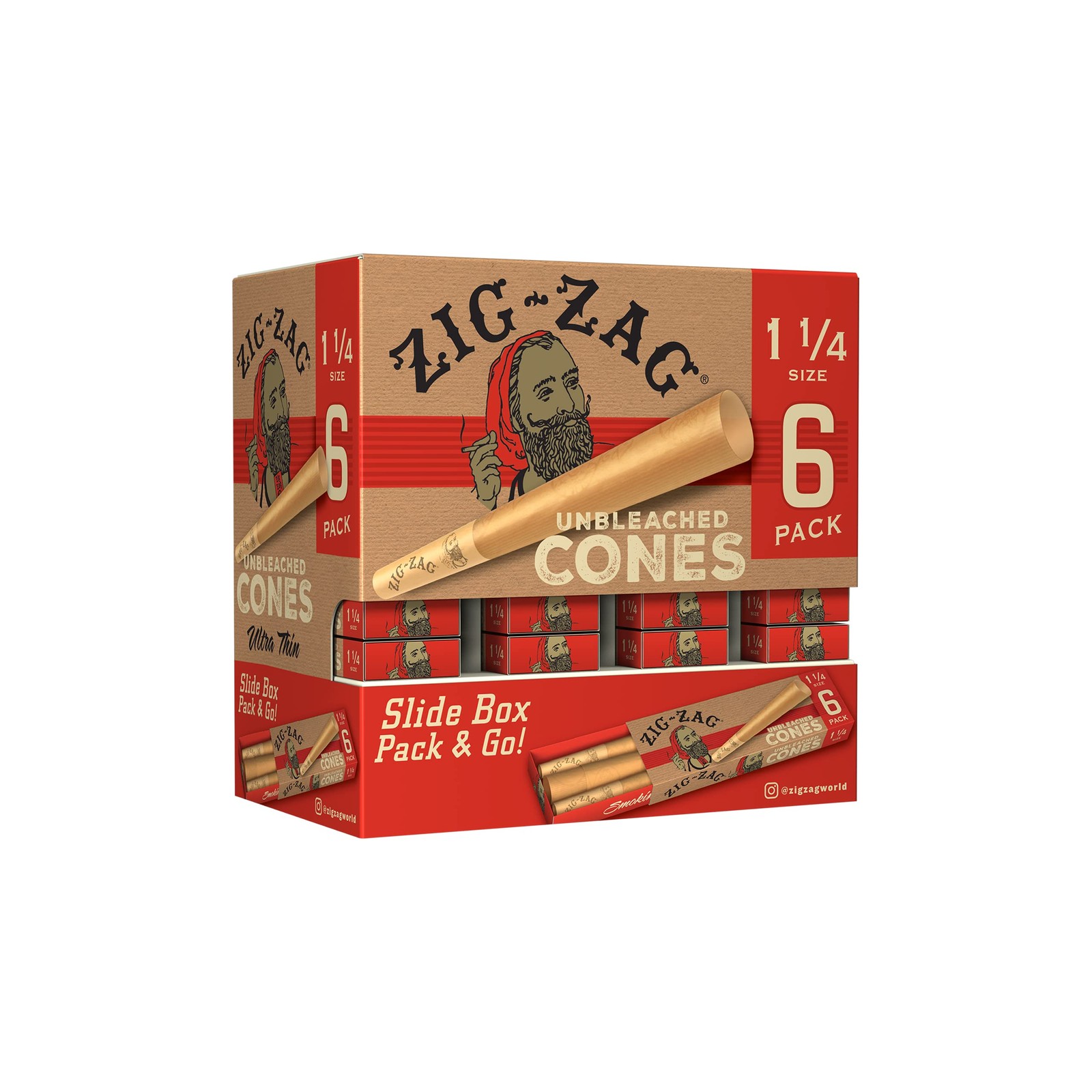 Unbleached Cones Promo Display, 36 Packs, 6 Cones per Pack, 1 1/4 Size