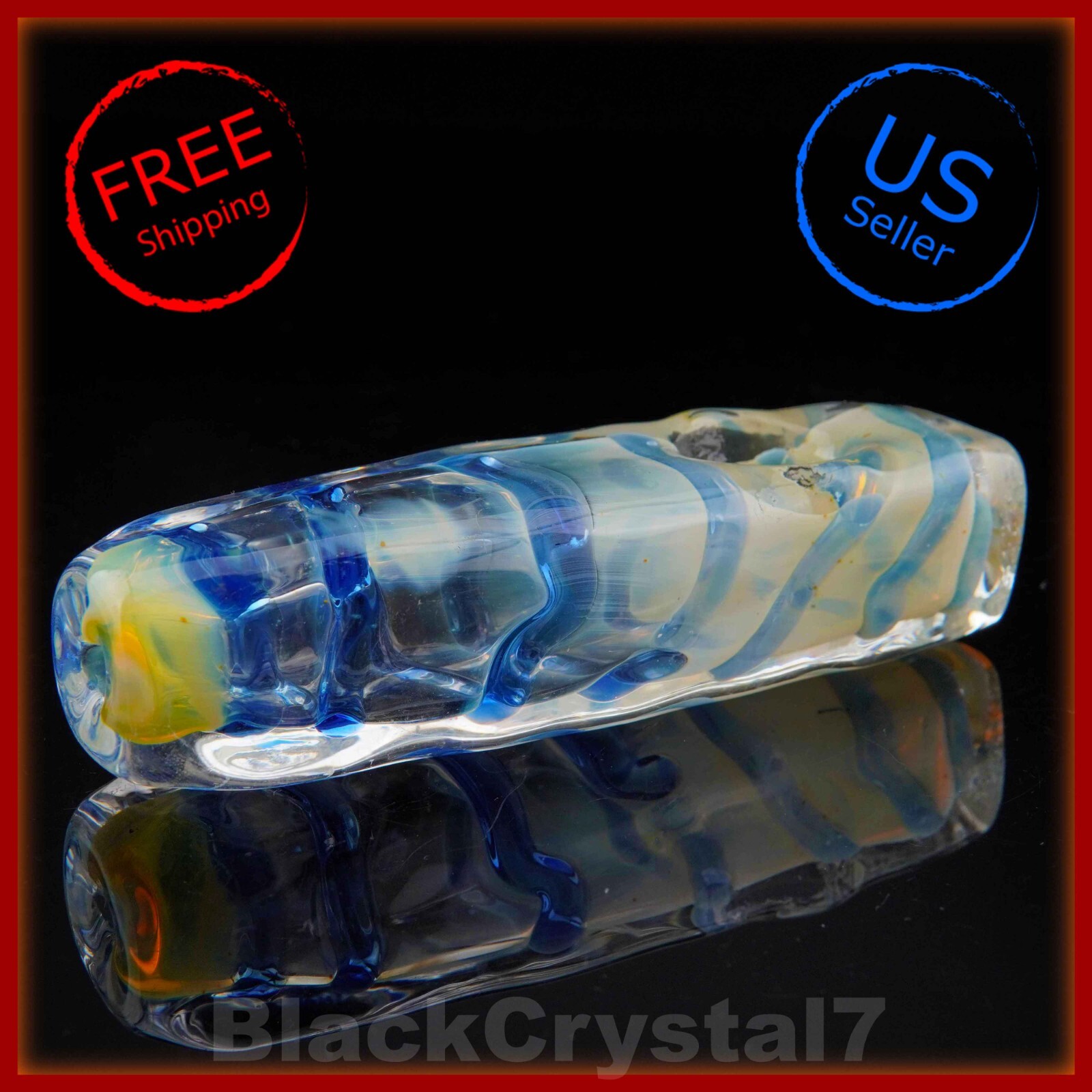 4.25″ Handmade B Color Changing Square Rectangle Tobacco Smoking Bowl Glass Pipe