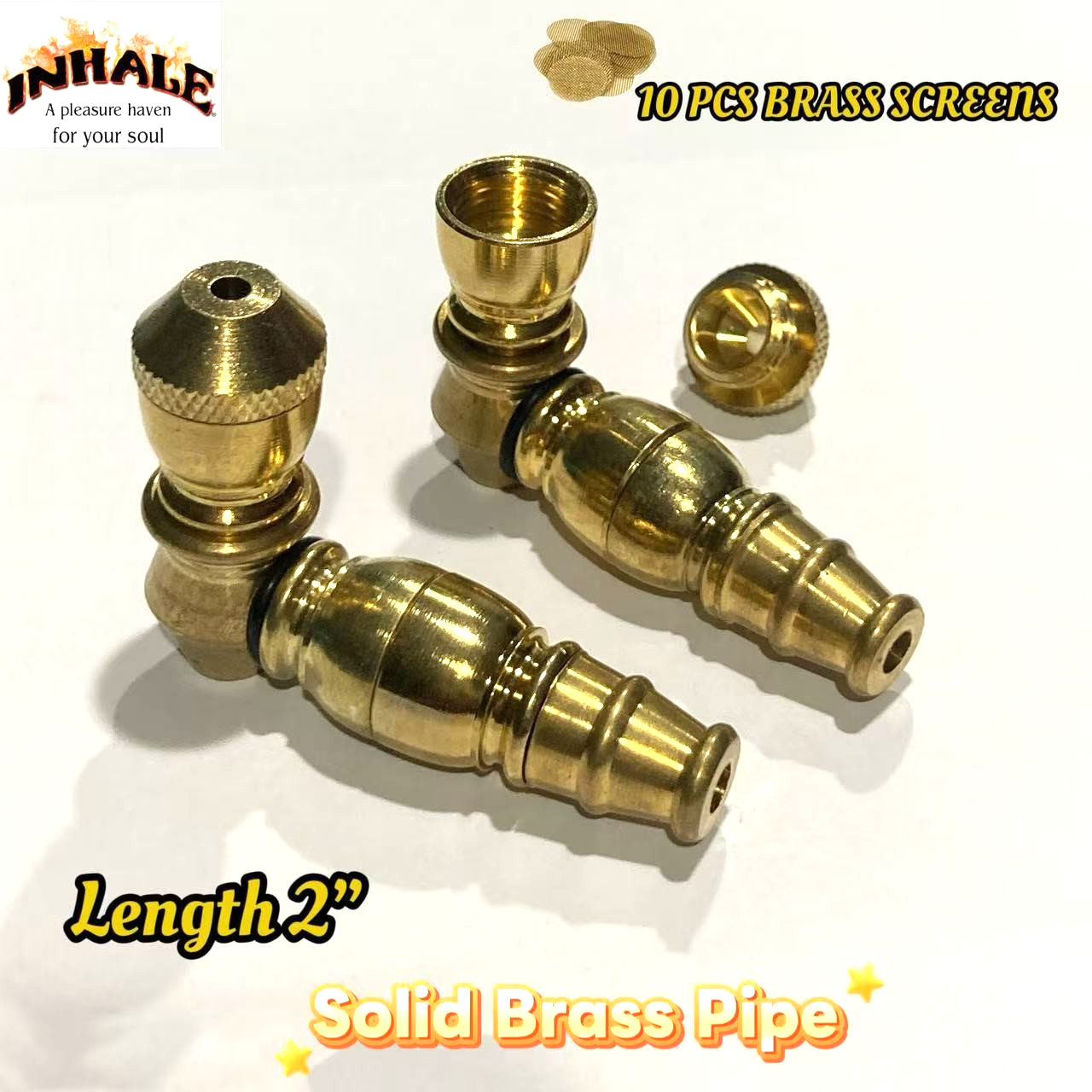 Inhale 2 PCS Solid Brass small bowl chamber herb tobacco metal smoking pipe