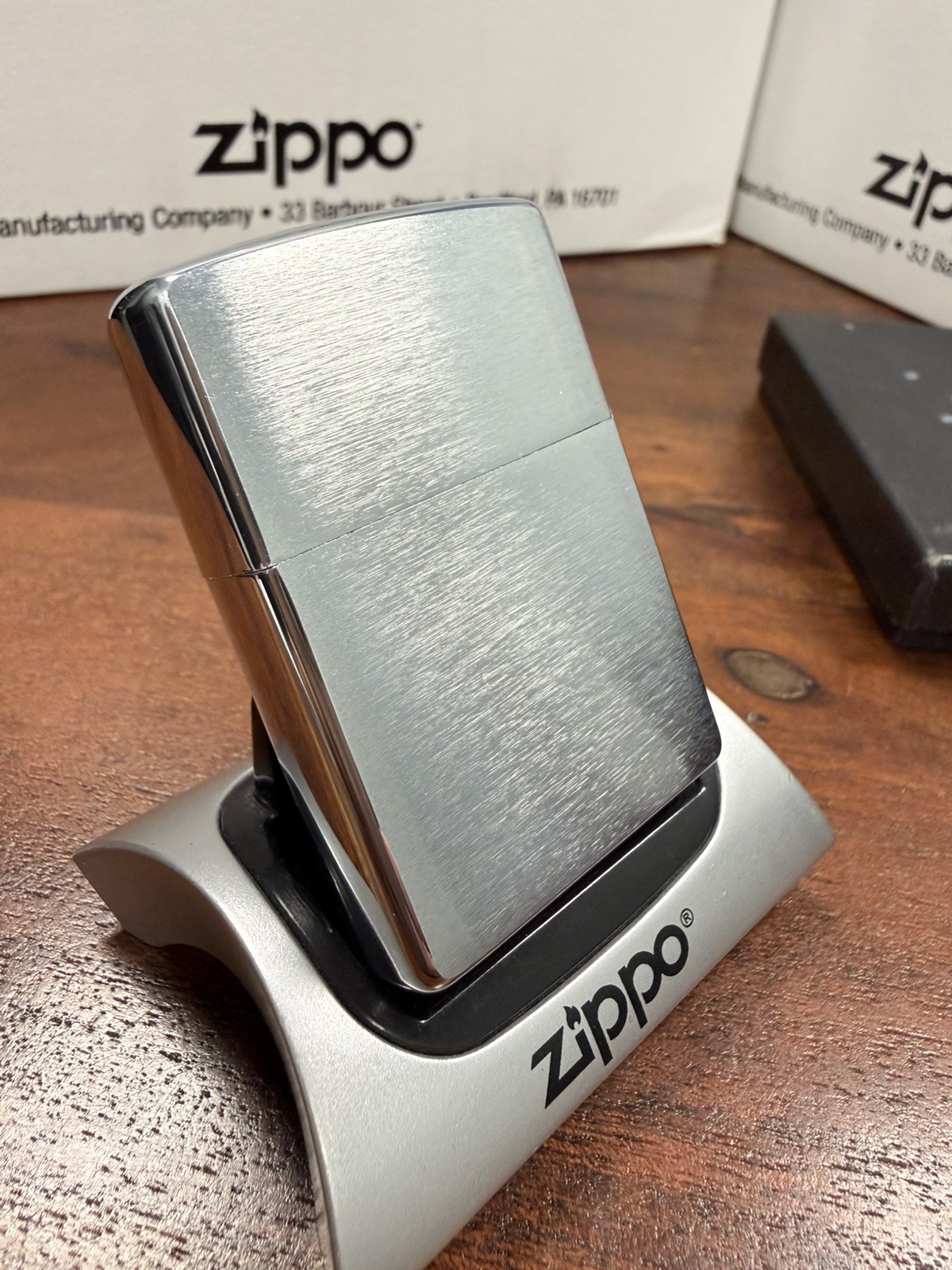 GENUINE Zippo Lighter MELANCHOLY MOON & STARS Brushed Chrome 2005 NEW IN BOX