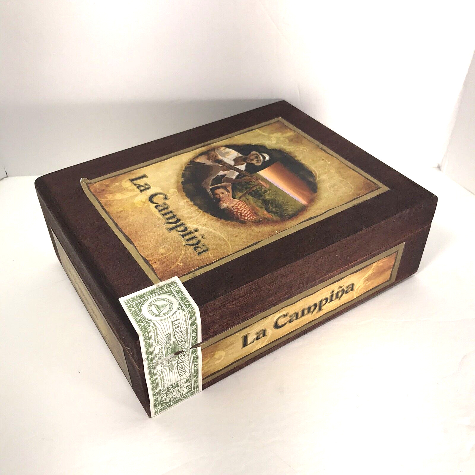 La Campina Cigar Box Rear Brass Hinges Craft Guitar wood Storage Gift Beveled