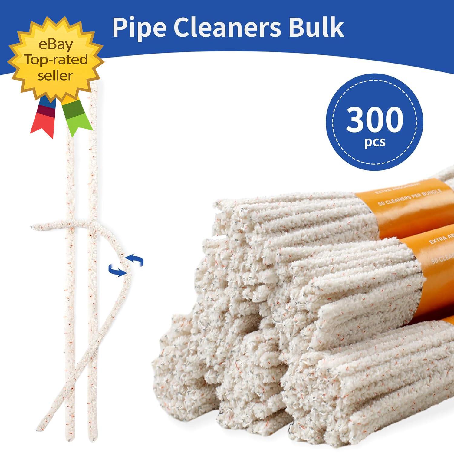 300 Pack Pipe Cleaners Pipe 6 Inch Pipe Cleaners Bulk Cotton and Plastic Pipe Cl