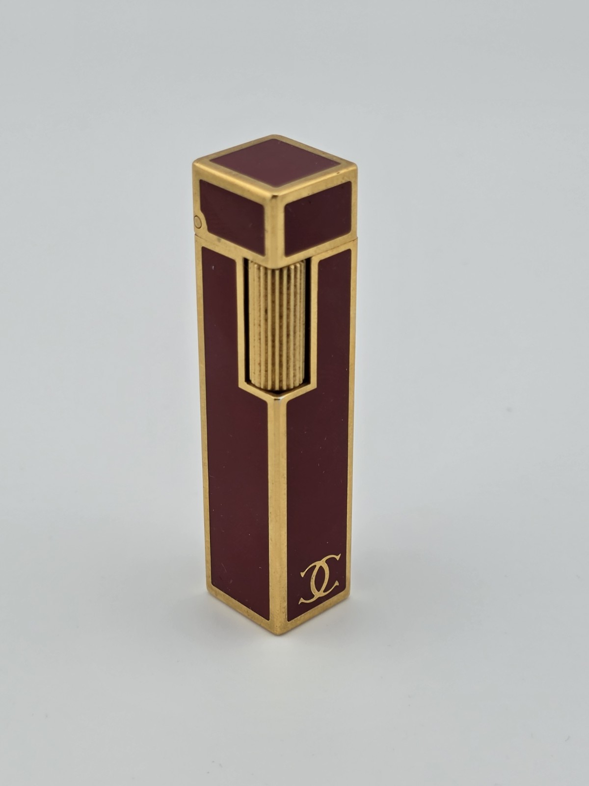 Rare Vintage Cube Cartier Lighter – 18k Yellow GP Red Laquer Cigarette Lighter