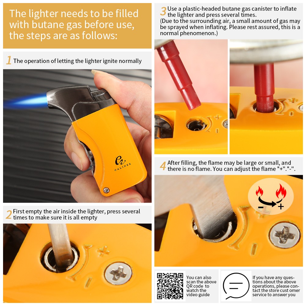 Cigar Lighter 3 Torch Jet Flame Windproof Metal Lighters w/ Cigar Punch Cohiba
