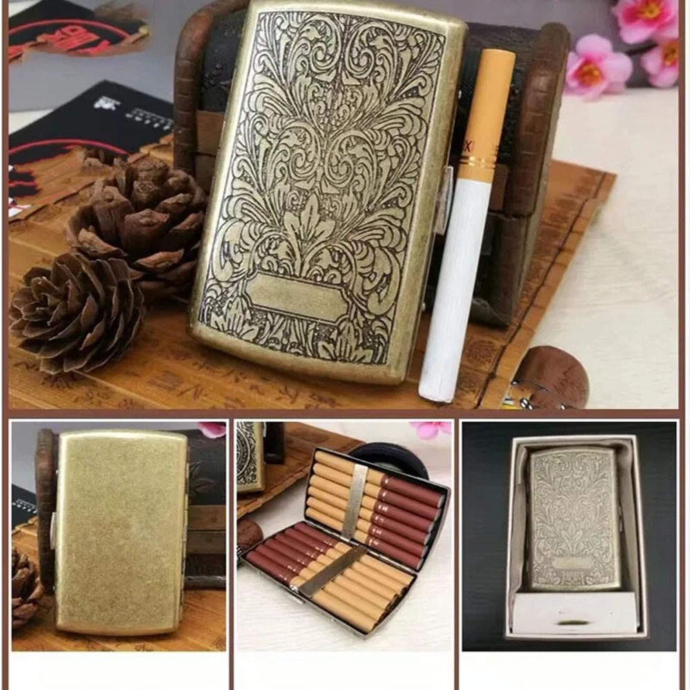 Vintage Floral Pattern Cigarette Case Portable Holder Box For King Size 12 NEW