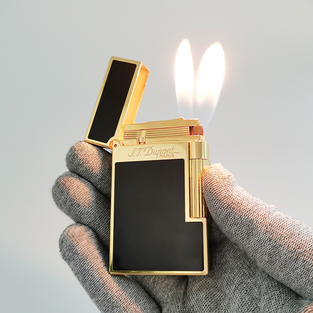 S.T. Dupont Double Flame Lighter Ping Sound Gas Refillable for Smoking Cigarette