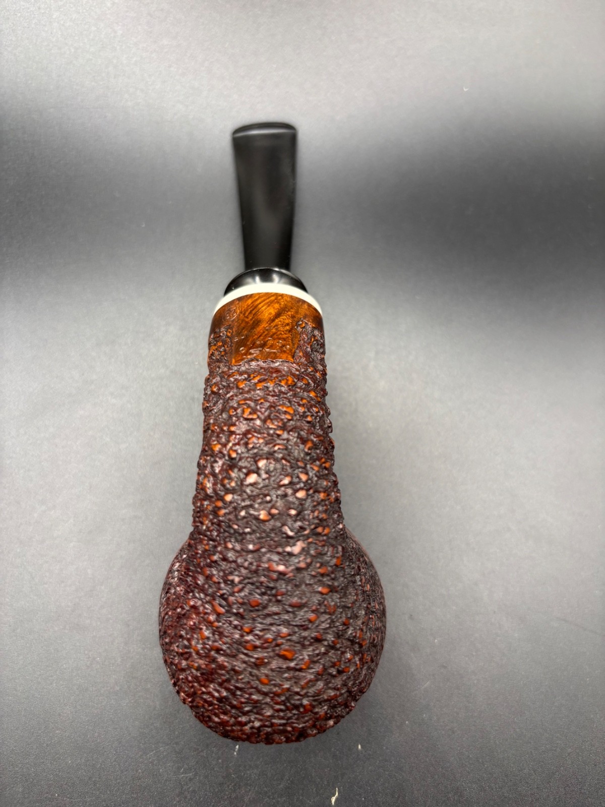 UNSMOKED!!! HS Studio 23 Rusticated Reverse-Calabash Oval-shank Rhodesian Pipe