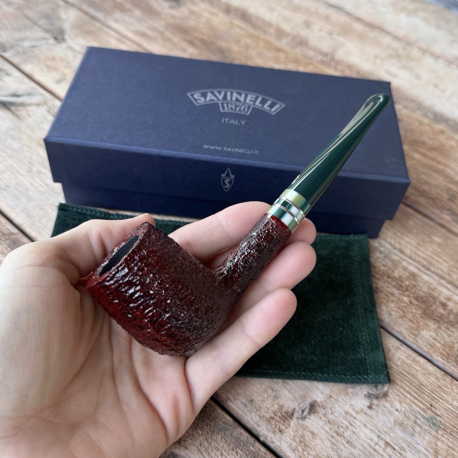 Savinelli Foresta Rusticated Brown Billiard (111 KS) 6mm Filter Pipe – New