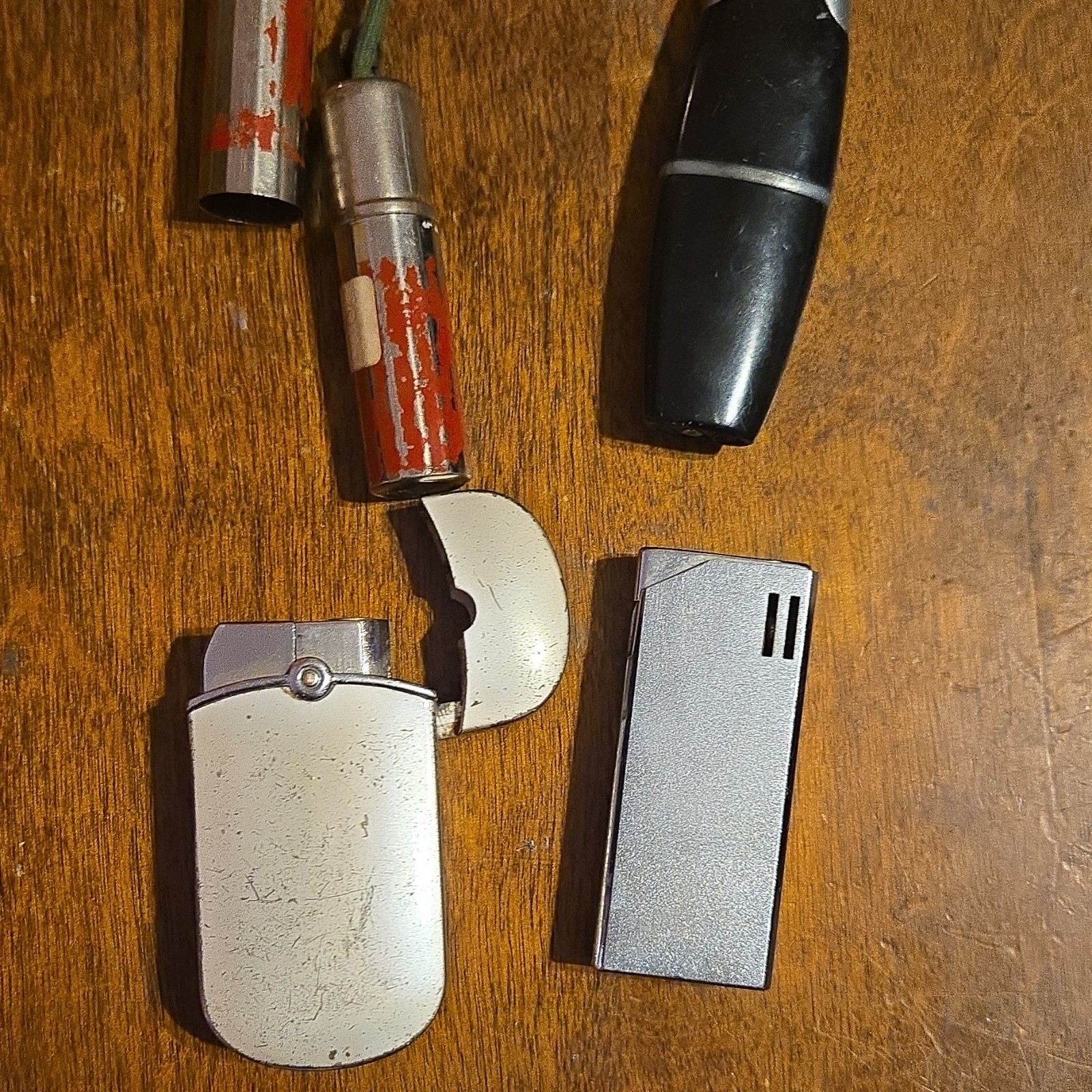 Winston Lot of 4 Cigarette Lighters Silver Black Red Collectible Vintage