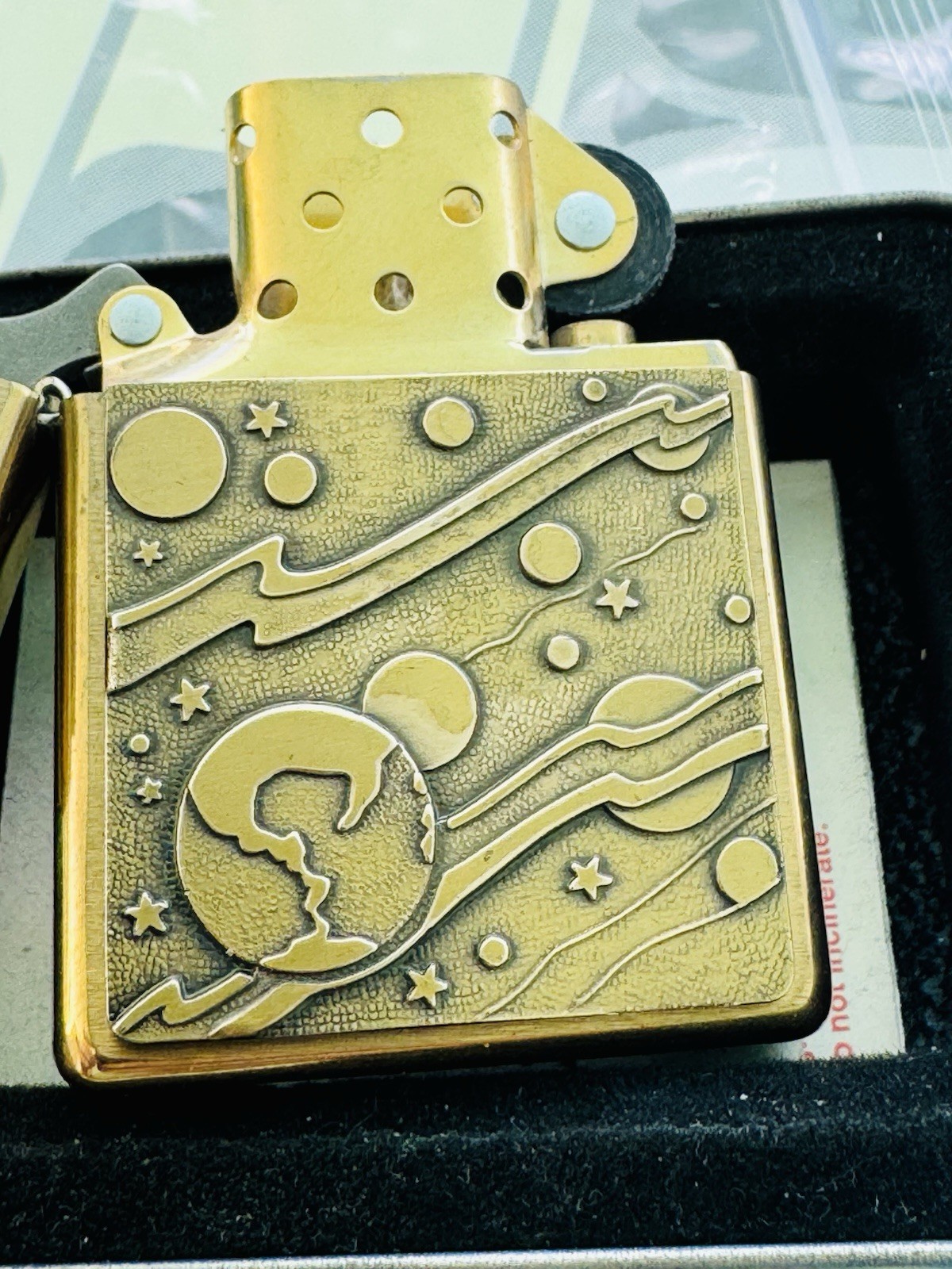 VTG 2000 Zippo Barrett Smythe Space Shuttle Surprise Trick Lighter Brass Unfired