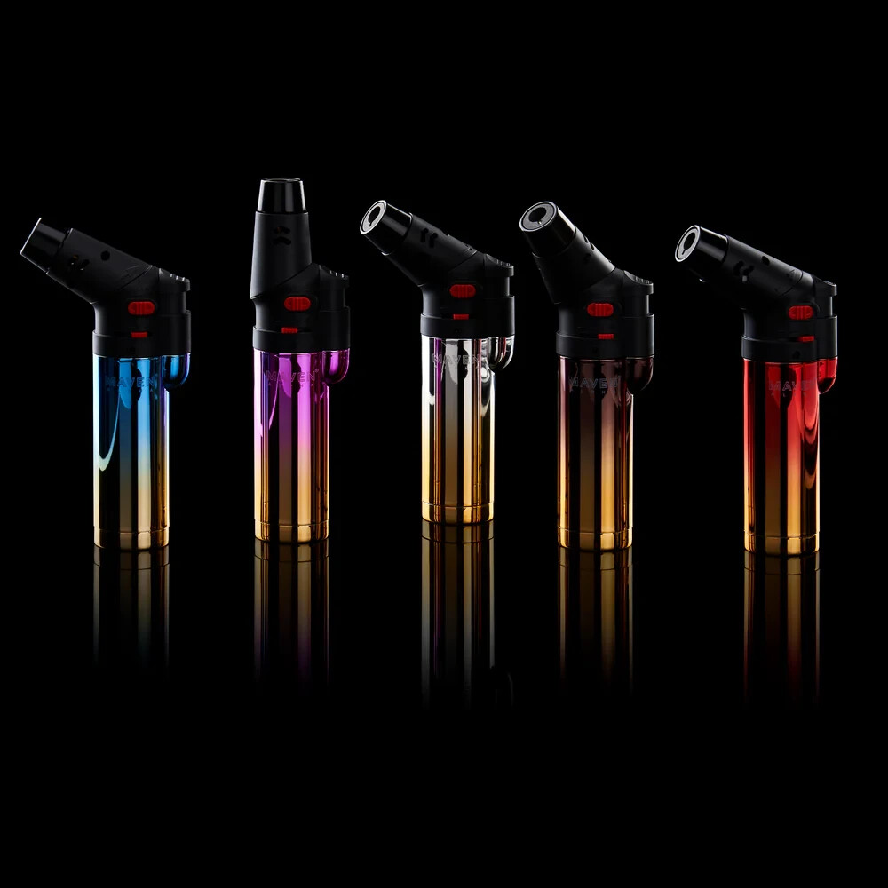 😎2 x MAVEN ALPHA CHROME ✨ JET FLAME TORCH LIGHTER 🌟 REFILLABLE & ADJUSTABLE 🔥