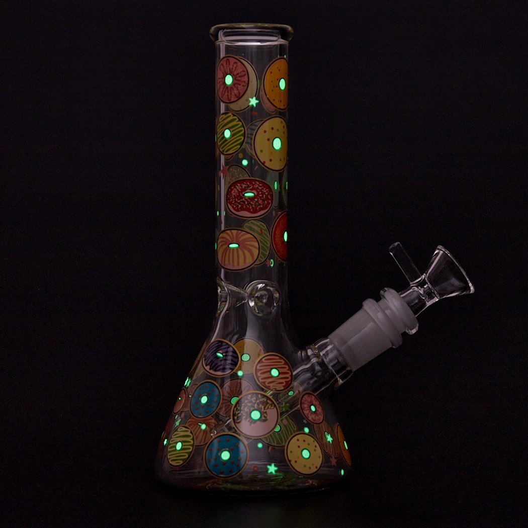 7.8″ Donut Fluorescent Glass Bong Glass Water Pipe Smoking Tobacco Beaker 14MM