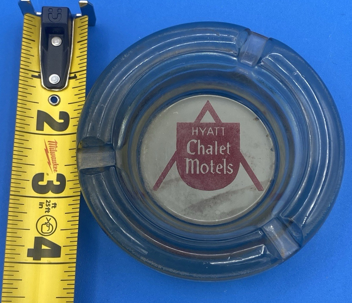 Vintage Marketing Glass Ashtray HYATT Chalet Motels