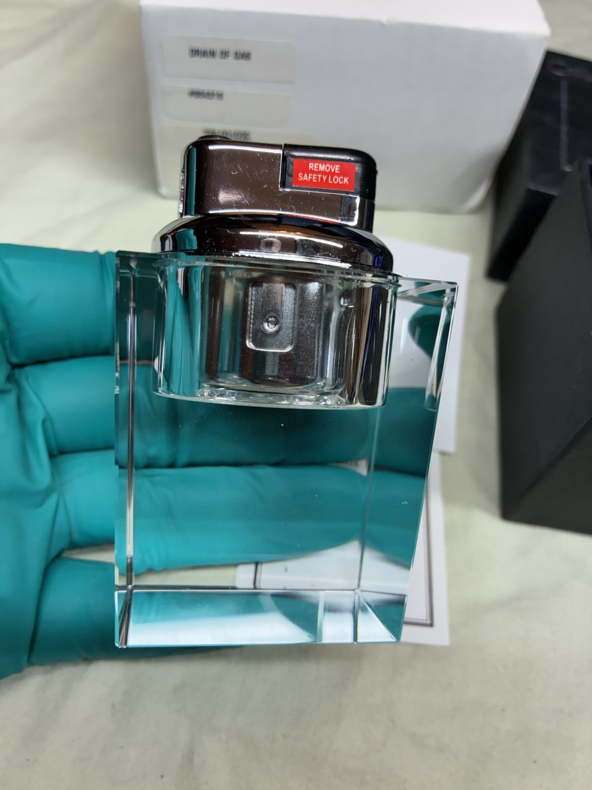 COLIBRI OF LONDON Leaded Square Crystal lighter VINTAGE- BUT NEW IN BOX