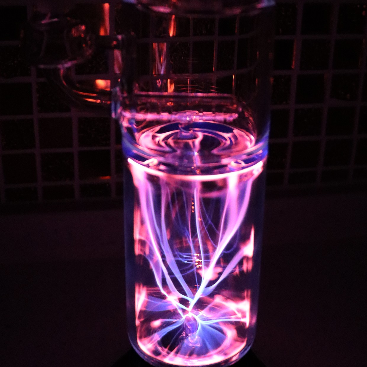 Gift Box 14” Plasma Bong Electric Glass Waterpipe Smoking Bong with Bowl 14MM