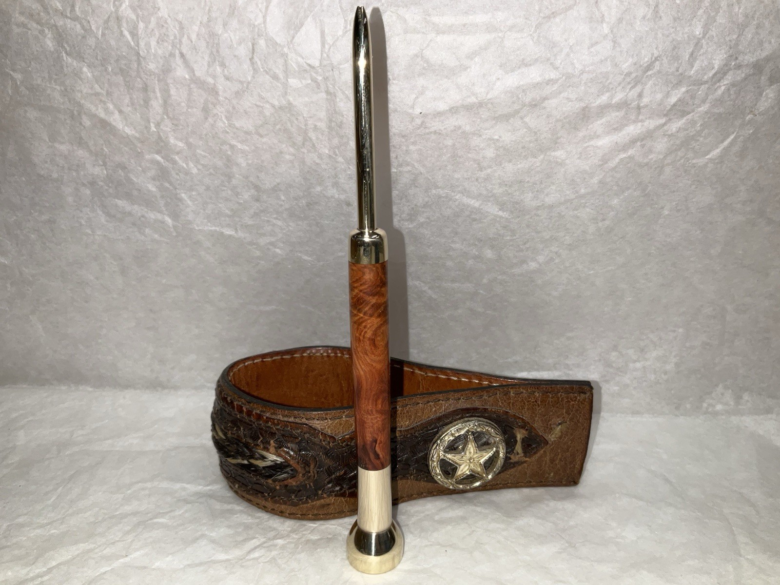 Tobacco Pipe Tamper and Pick Tool, Amboyna Burl And Brass!!