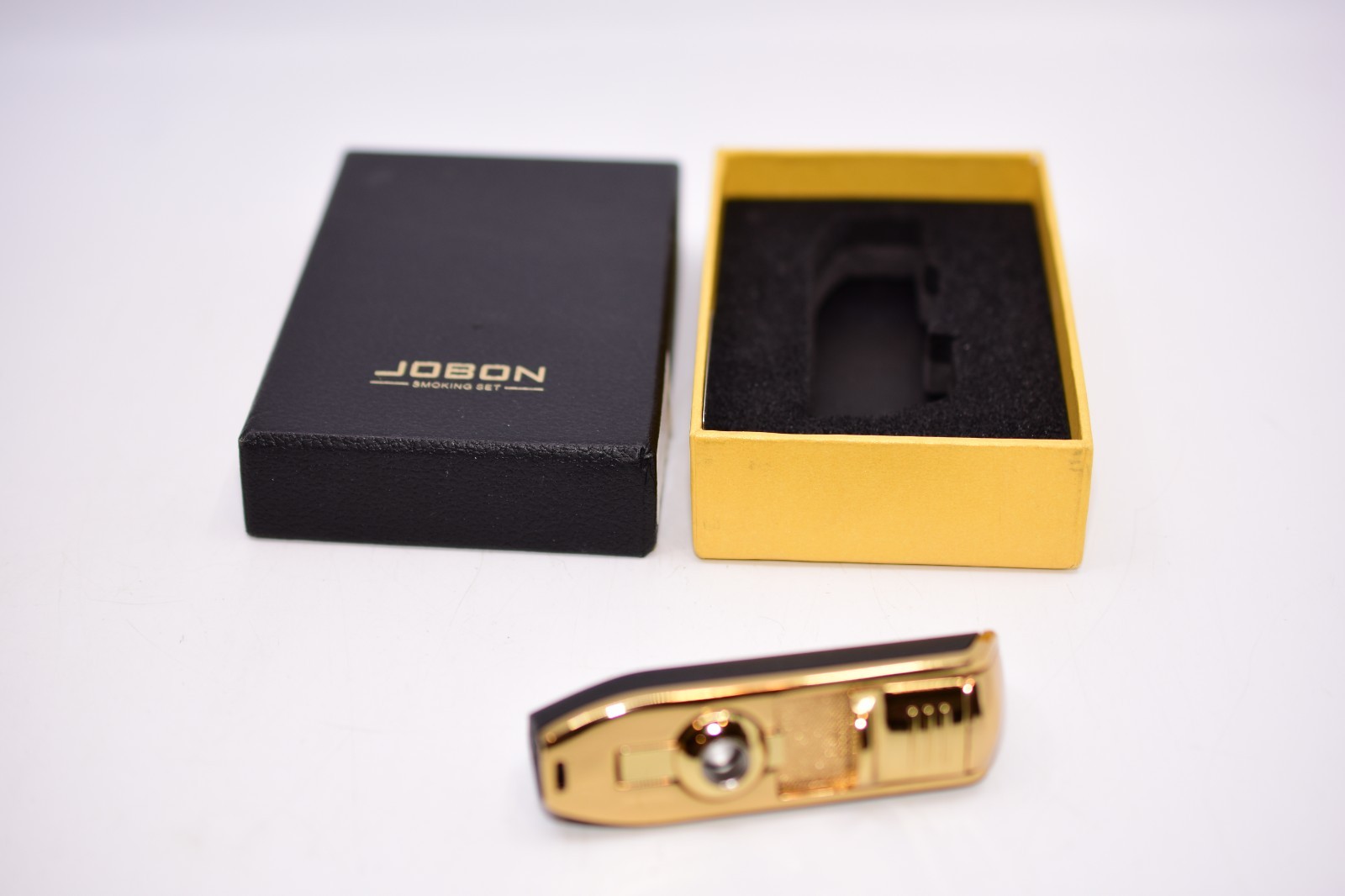 JOBON Classic Triple Torch Flame Cigarette Cigar Lighter Cigar Punch BLK/GLD