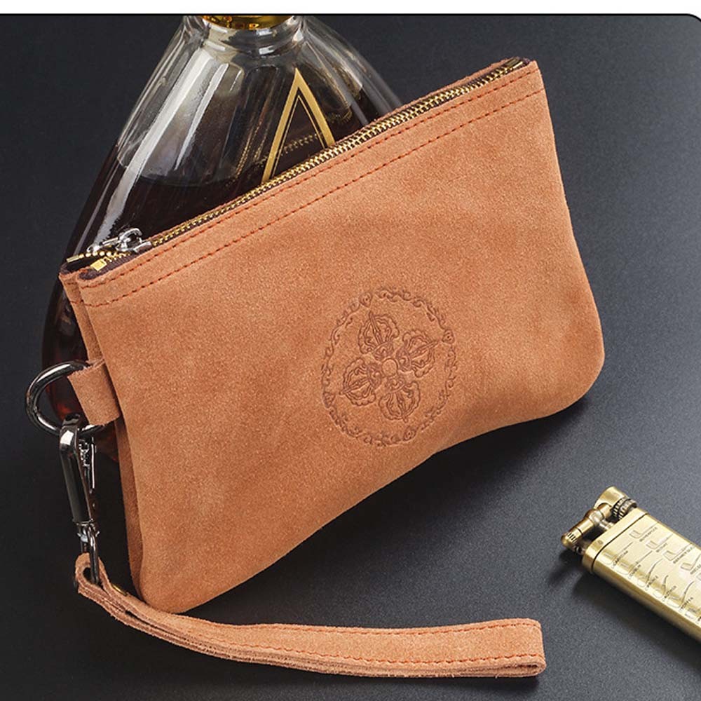 Portable Travel Cow Leather Smoking Tobacco Pipe Pouch Case Lighter Bag 1 Pipe