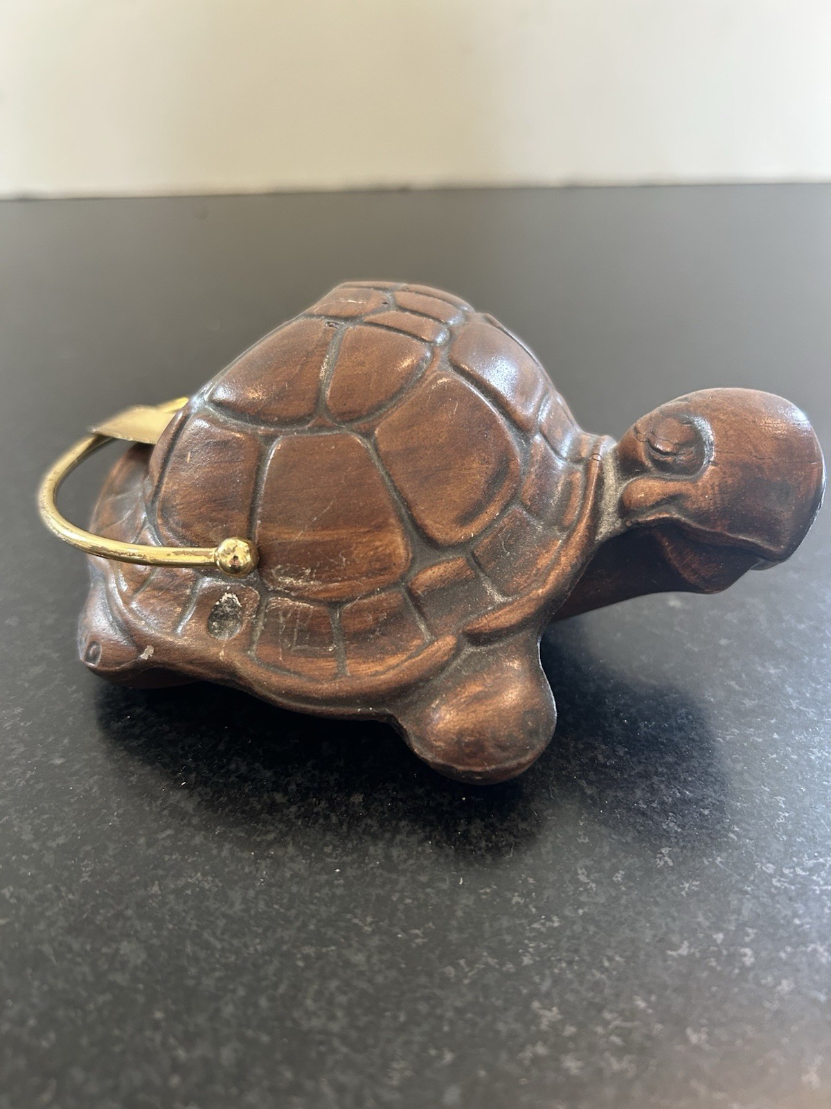 Vintage Treasure Craft Turtle Ceramic Ashtray Brown