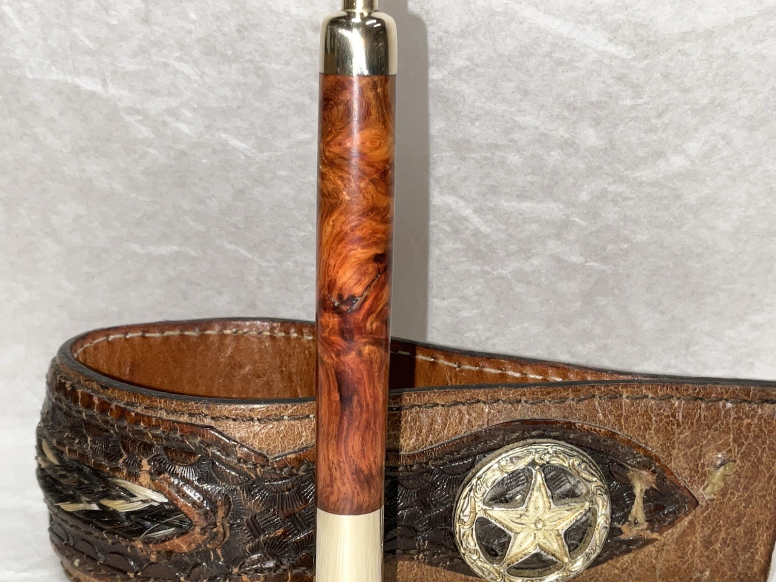 Tobacco Pipe Tamper and Pick Tool, Amboyna Burl And Brass!!