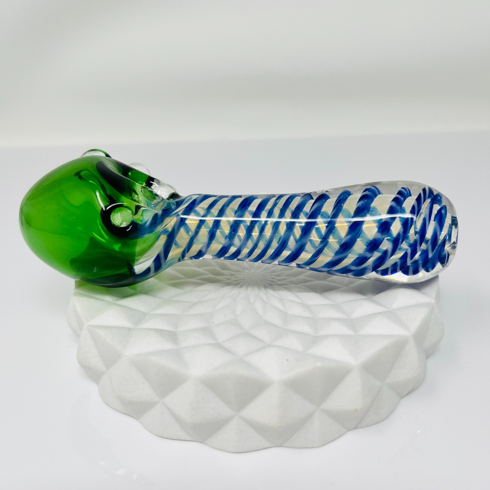 5″ Handmade Thick Silver Fumed Green Rocket Tobacco Smoking Bowl Glass Pipes