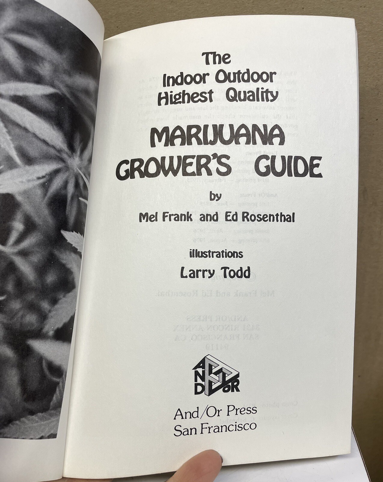 Indoor/Outdoor Highest Quality Marijuana Grower’s Guide Mel Frank & Ed Rose 1974