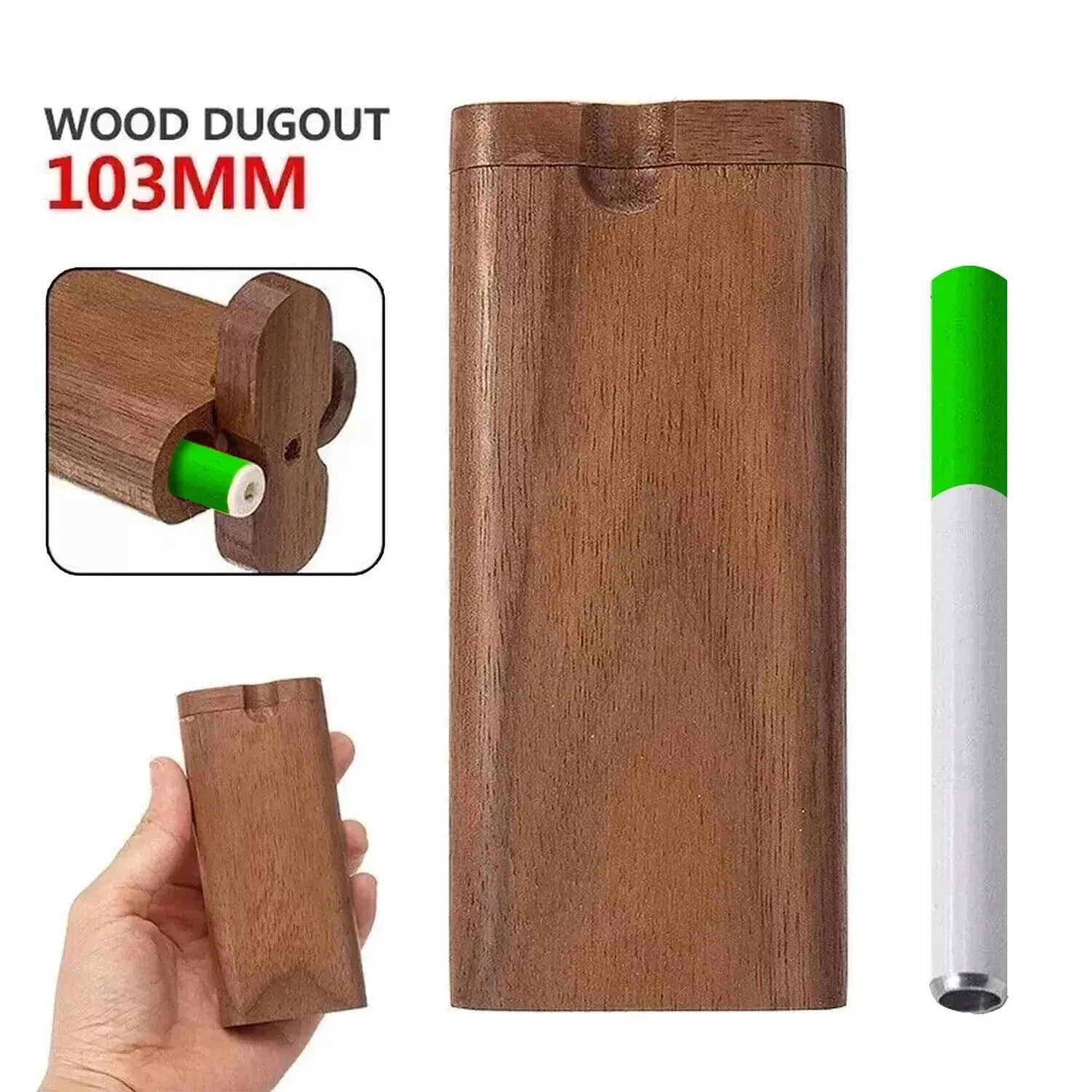 Wooden Dugout Pipe Self Cleaning Metal Bat Poker Smoking Pipe One Hitter Kit G