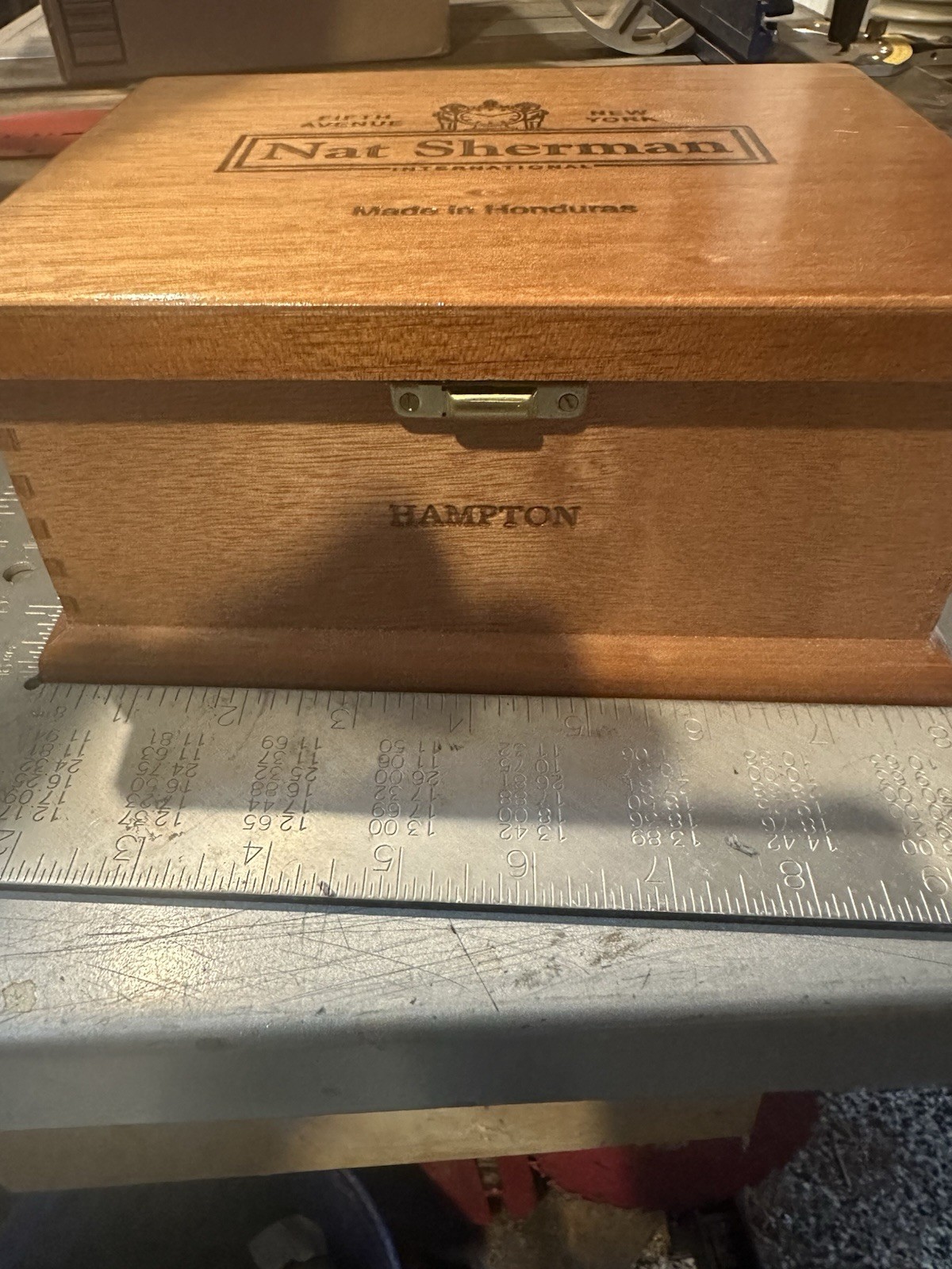 Nat Sherman Licking Clasp Hampton Cigar Box Wood Wooden Spanish Cedar Lined