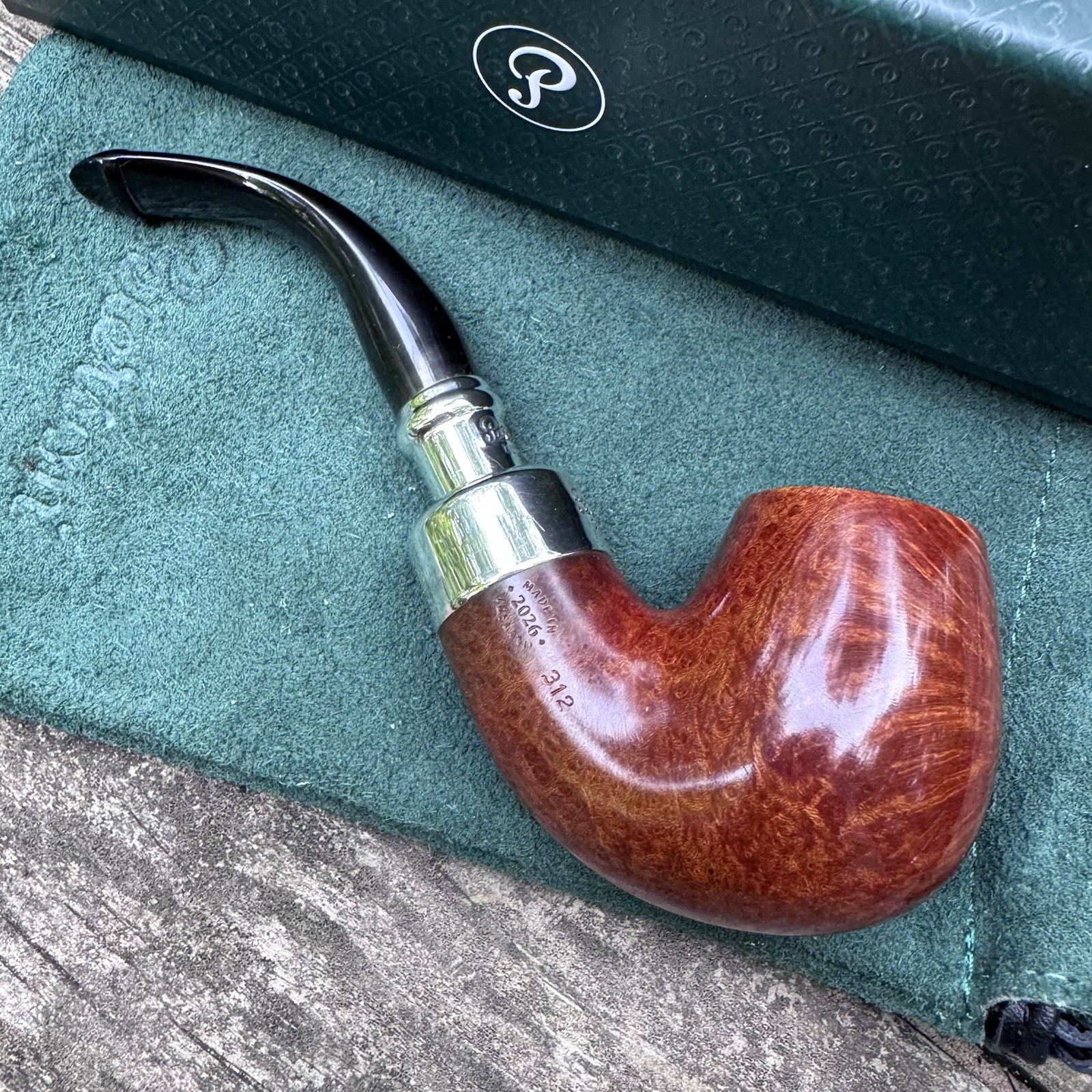 Peterson System Spigot Smooth Bent Billiard (312) P-Lip Pipe Sterling Silver New