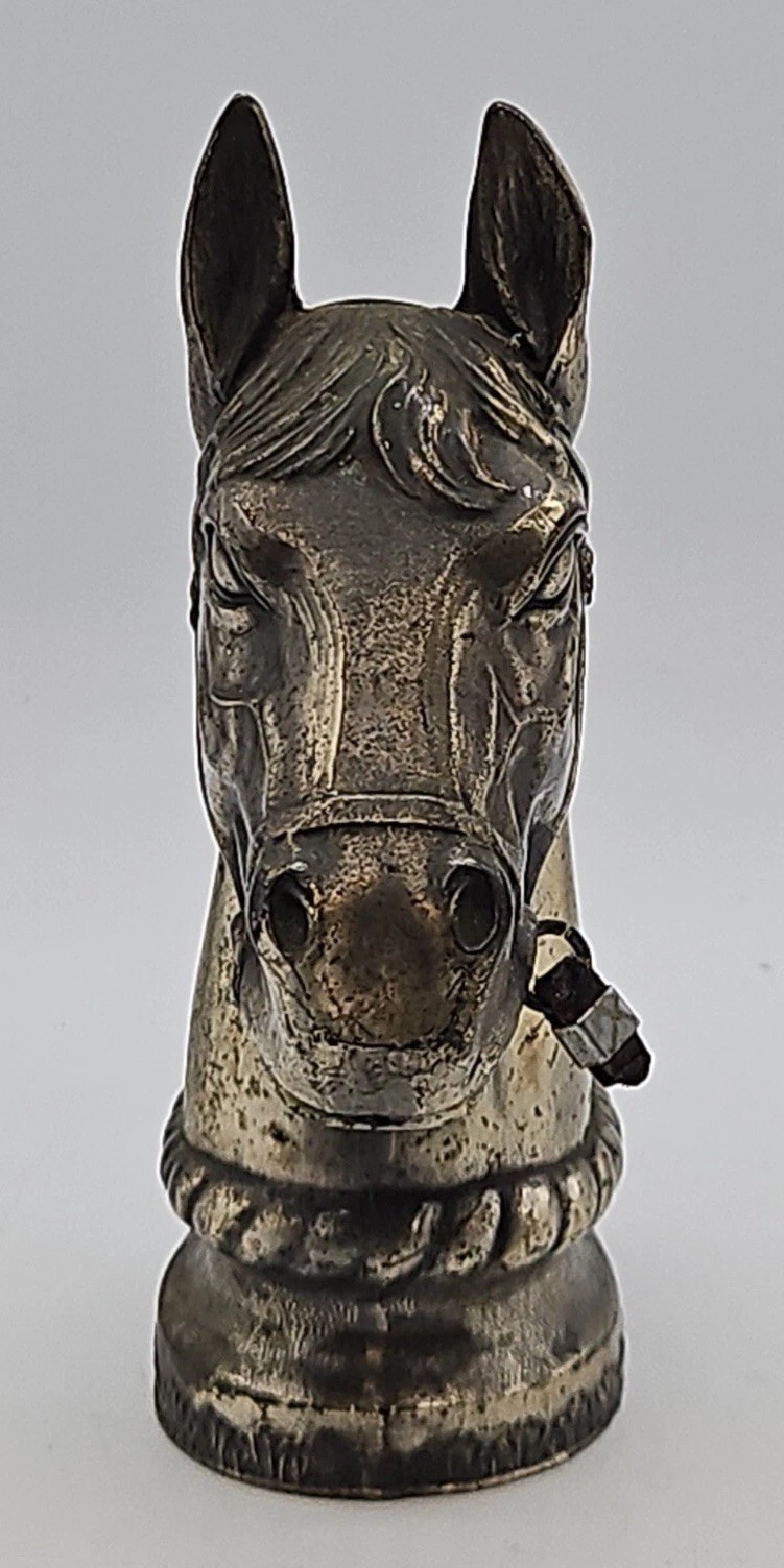 Vintage Horse Head Table Lighter Cast Metal Cigar Cigarette Desk Tobacciana