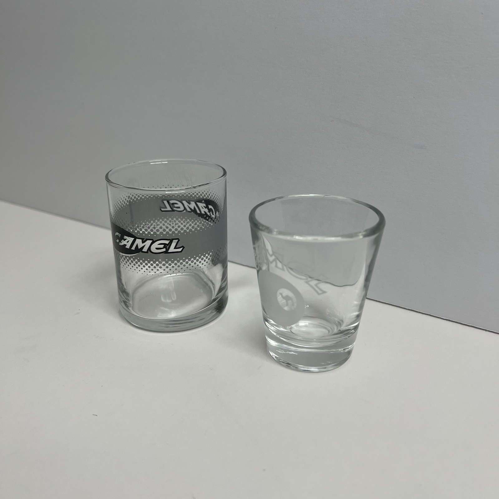 Camel Logo Branded Glassware Lot – Shot Glass Set Of 2