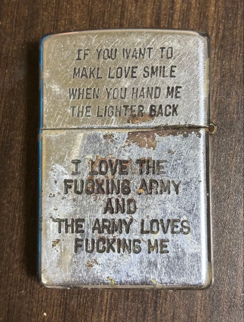Zippo VIET NAM 68-69 Vietnam War Military Silver Oil Lighter Used Metal Case