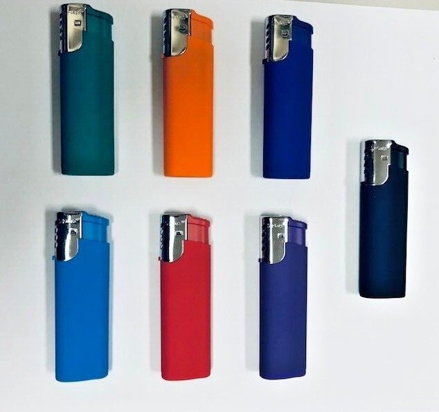 5-Flags® Rubber Coated Windproof Flame Electronic Lighter Refillable Pack of 7Pc