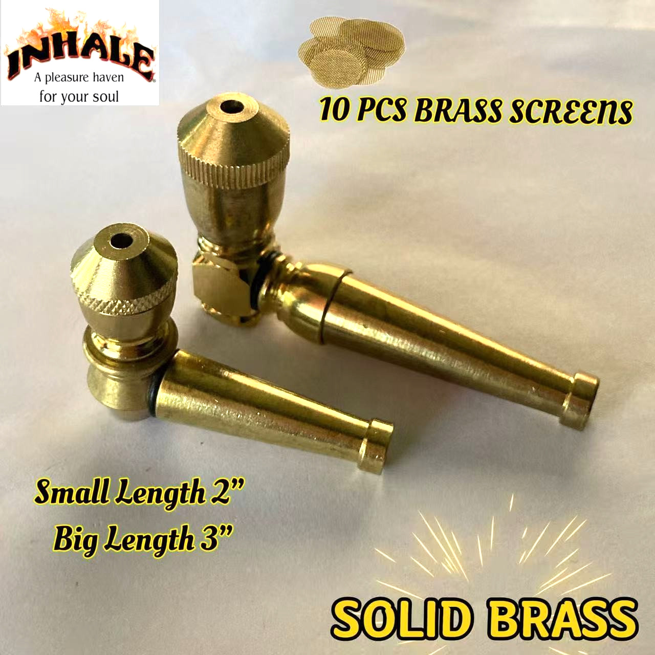 Inhale 2 PCS Solid Brass small and BIG bowl tobacco metal smoking pipe