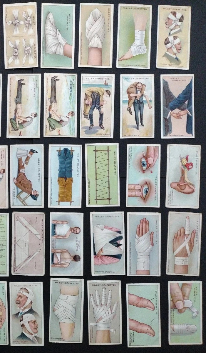 1913 W.D. & H.O WILLS FIRST AID 50 TOBACCO CARD SET