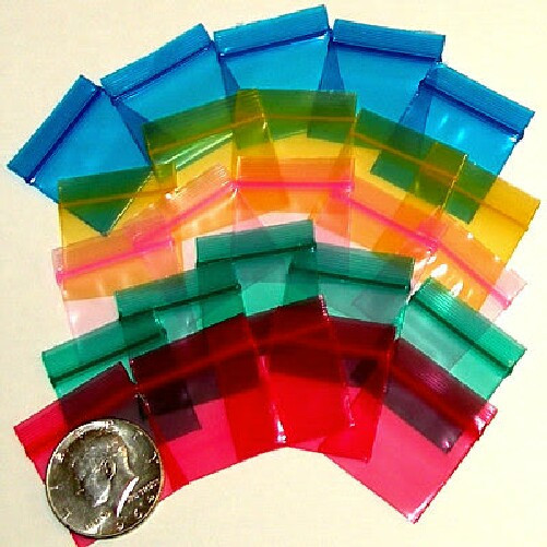 100 Rainbow Colors Apple Baggies 12510 zip bags 1.25 x 1 inch