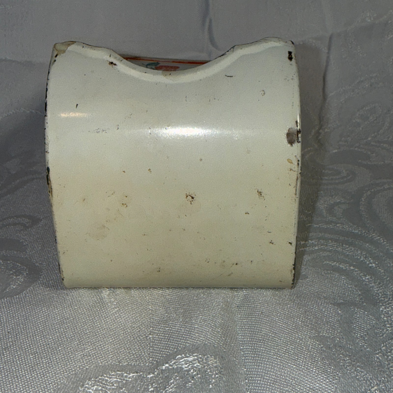 Vintage Tin Match stick holder, strawberry Design, mounts on wall for matches