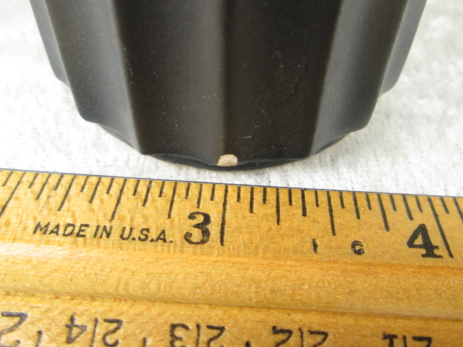 Hyalyn Pottery Table Lighter Black Ribbed Vintage Mid Century Modern 5-1/8in T