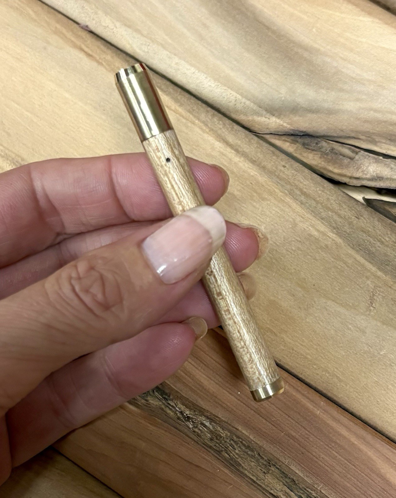 Individual 3″ American Cherry & Brass One Hitter Pipe x1- Handmade In The USA