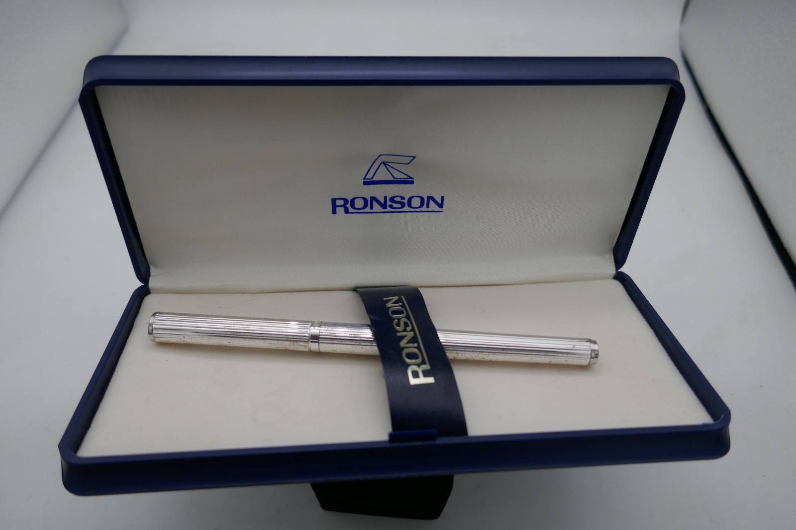 Ronson Branded Chrome Pen Vintage in Original Box