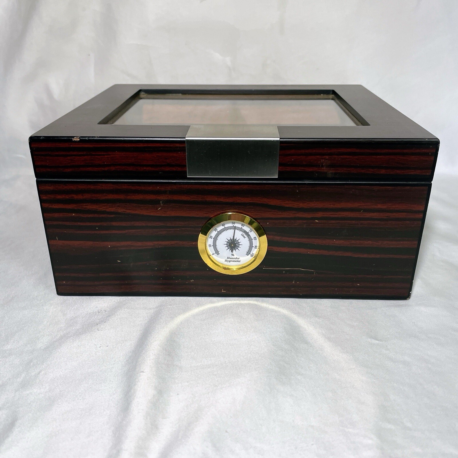 MANTELLO Cigars Humidor Royal Glass Top Cedar Lined Cigar Box Up To 50 Cigars